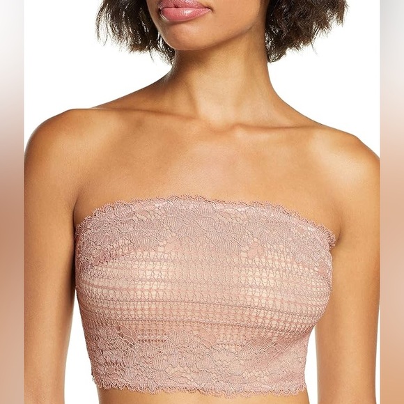 Free People Camila Lace Bandeau in Vintage Rose large - Picture 1 of 3